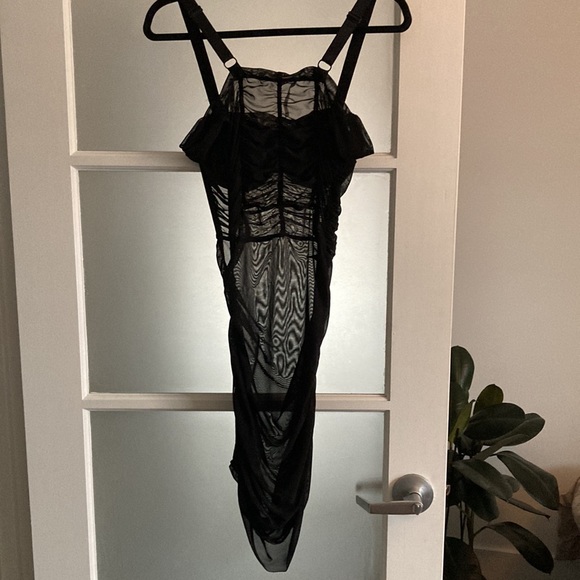 DANIELLE GUIZIO sheer ruched black dress size small *as is - Picture 11 of 14